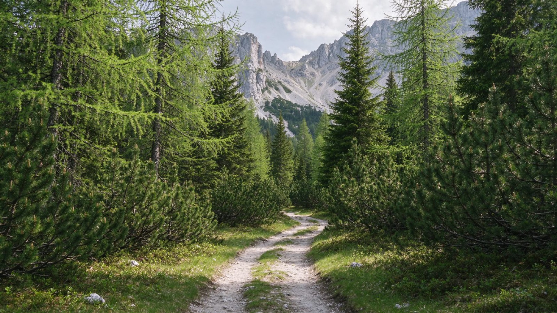 Hochgebirge mit Fichten