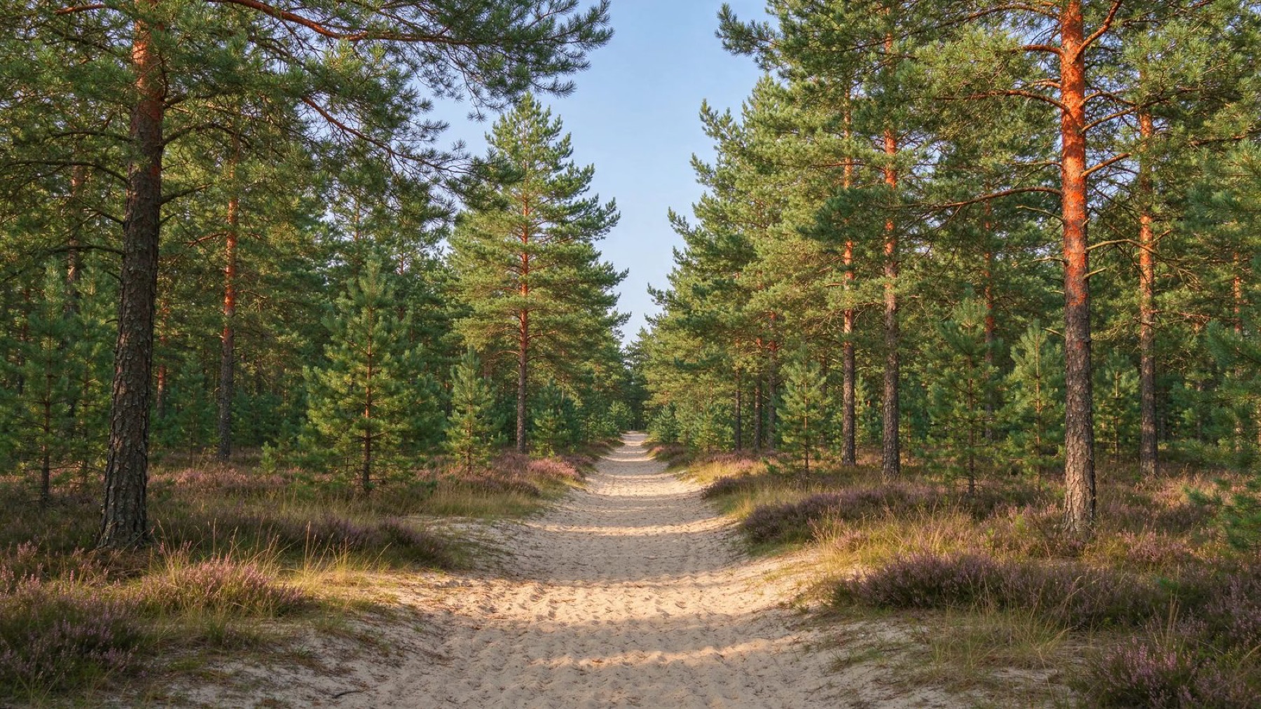 Kiefernwald mit sandigem Weg